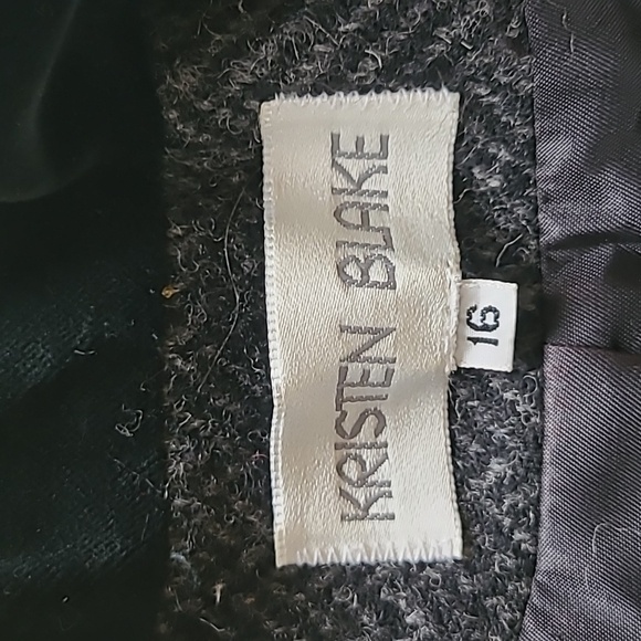 Vintage Kristen Blake Black and Grey Herringbone Union Made Wool Coat - Size 16 - Picture 6 of 10